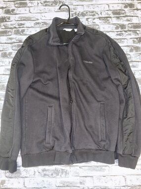 Calvin Klein Fleece Jacket Mens XL Black Full Zip Pockets
